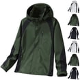thumbnail image 1 of UVEASISHA Big and Tall Men's Rain Jacket Lightweight Waterproof Raincoat for Men Hooded Outdoor Hiking Windbreaker Softshell Jackets with Zipper Pockets Army Green XXL, 1 of 9
