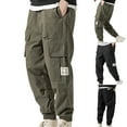 thumbnail image 1 of UVEASISHA Big and Tall Mens Cargo Pants,Men Climbing Pants Casual Drawstring Cargo Work Pants Loose Fit Workout Jogger Trousers with Pockets Sales Today,Blue, XXX5XL, 1 of 9