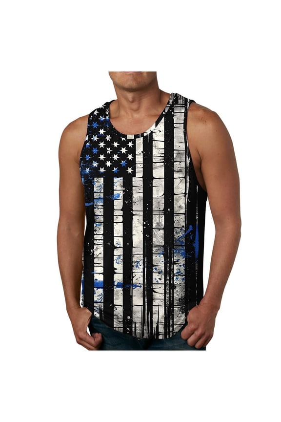 Big and Tall Patriotic Tank Tops for Men,Men's 4th of July Shirts 1776 Muscle Tank Memorial Day Gym Sleeveless T-Shirt Workout American Flag Tank Shirt 2025 Black