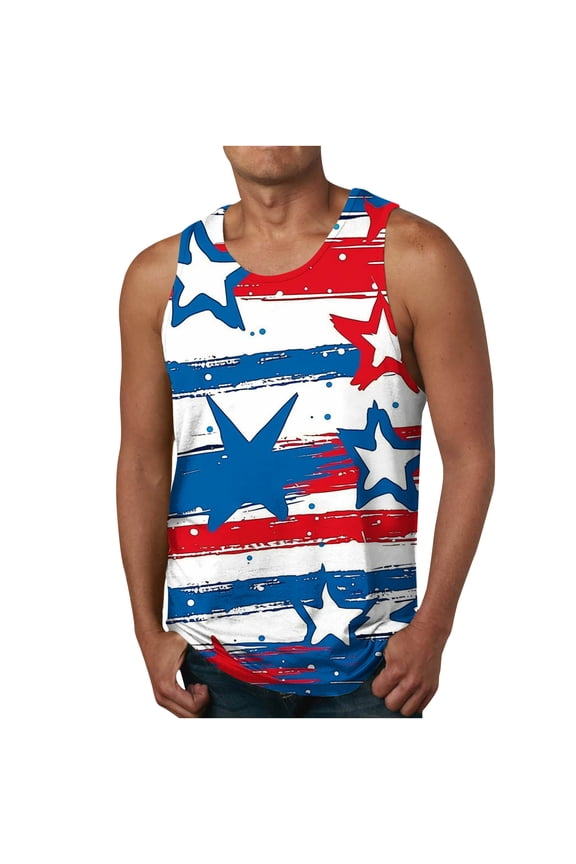 Big and Tall Patriotic Tank Tops for Men,Men's Tank Tops 4th of July Workout Tee Shirt American Flag Sleeveless Shirts for Bodybuilding Gym Fitness Training Muscle Multicolor