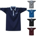thumbnail image 1 of UVEASISHA Big and Tall Polos Shirts for Men Lightweight Loose Fit Golf Shirts Stylish Contrast Neck Long Sleeve Work Shirt with Chest Pocket Winter Sale,Blue,L, 1 of 6