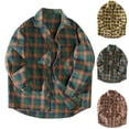 thumbnail image 1 of UVEASISHA Big and Tall Shacket Jacket for Men Fall Casual Plaid Shirt Jackets Drop Shoulder Long Sleeve Button Down Thin Coat with Pocket,Today Sales,Green,XL, 1 of 4