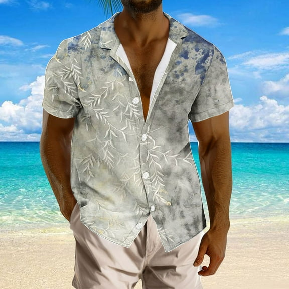 UVEASISHA Big and Tall Vintage Shirts for Men,Mens Hawaiian Tropical Shirts Summer Short Sleeve Casual Button Down Shirt Retro Beach Shirts