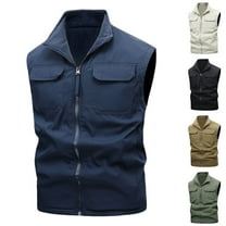 UVEASISHA Big and Tall Work Vest for Men Sleeveless Lightweight Cargo Jackets Zipper Pocket Casual Hiking Travel Vests Outdoor Fishing Waistcoat Black 4XL