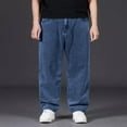 thumbnail image 1 of UVEASISHA Big and Tall Baggy Jeans for Men Wide Leg Denim Pants Causal Work Carpenter Jeans Dark Blue 34, 1 of 5