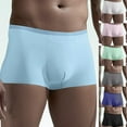 thumbnail image 1 of UVEASISHA Big and Tall Boxer Briefs for Men Ice Silk Seamless Underwear Stretch Low Rise Boxers Light Blue L, 1 of 8
