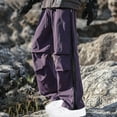 thumbnail image 1 of UVEASISHA Big and Tall Cargo Pants for Men Baggy Casual Street Pants Side Zipper Work Pants with Multi Pockets Purple XXXXXL, 1 of 4