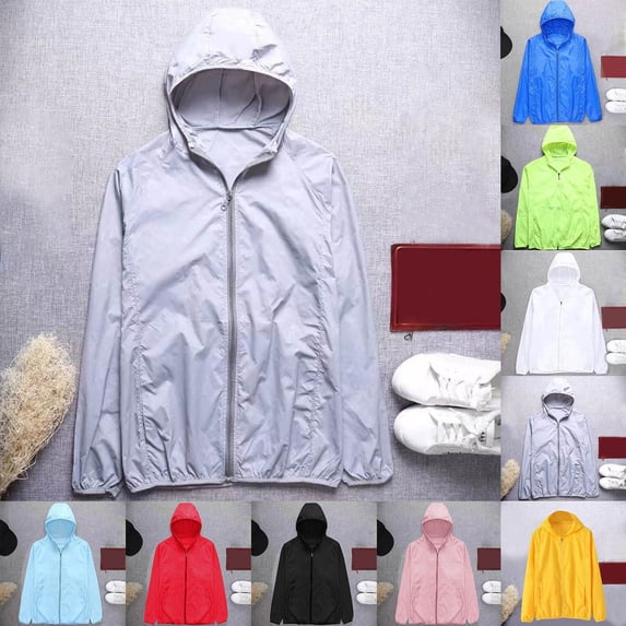 UVEASISHA Hiking Travel Hooded Jackets for Men with Pockets Sun Protection Lightweight Fishing Jacket Long Sleeve Zip up Hoodies Green L