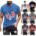 thumbnail image 1 of UVEASISHA Big and Tall Independence Day Tshirts for Men Short Sleeve American Flag Graphic Tee Fashion Hipster Tee Tops Blue XXL, 1 of 6