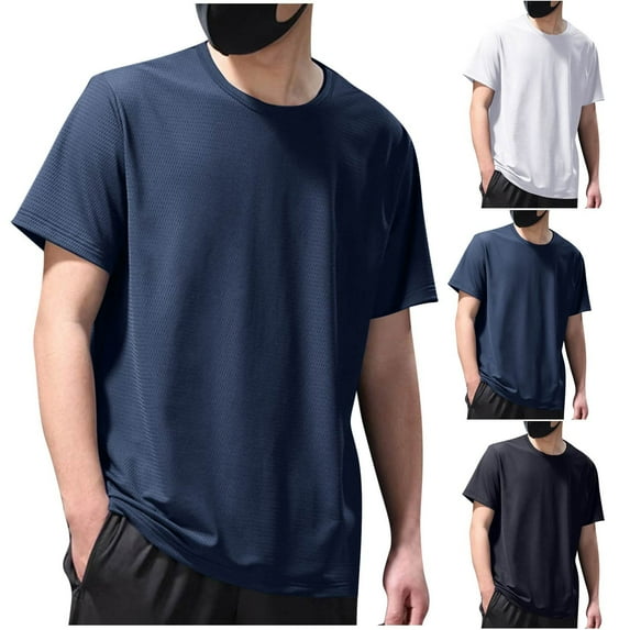 UVEASISHA Big and Tall Mesh Tshirt for Men Performance Lightweight Breathable Fitness T Shirt Short Sleeve Solid Crew Neck Tee Tops White XXL