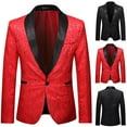 thumbnail image 1 of UVEASISHA Blazer Jackets for Men Fashion Contrast Collar Party Suit Jacket Formal Performance Stylish Tuxedo One Button Slim Fit Blazers for Host Sales Today Clearance,Red,L, 1 of 8