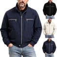 thumbnail image 1 of UVEASISHA Bomber Jackets Men Stand Collar Work Jacket Durable Casual Full Zip Utility Jackets Button Hem Lightweight Jacket with Zipper Pockets Beige L, 1 of 10