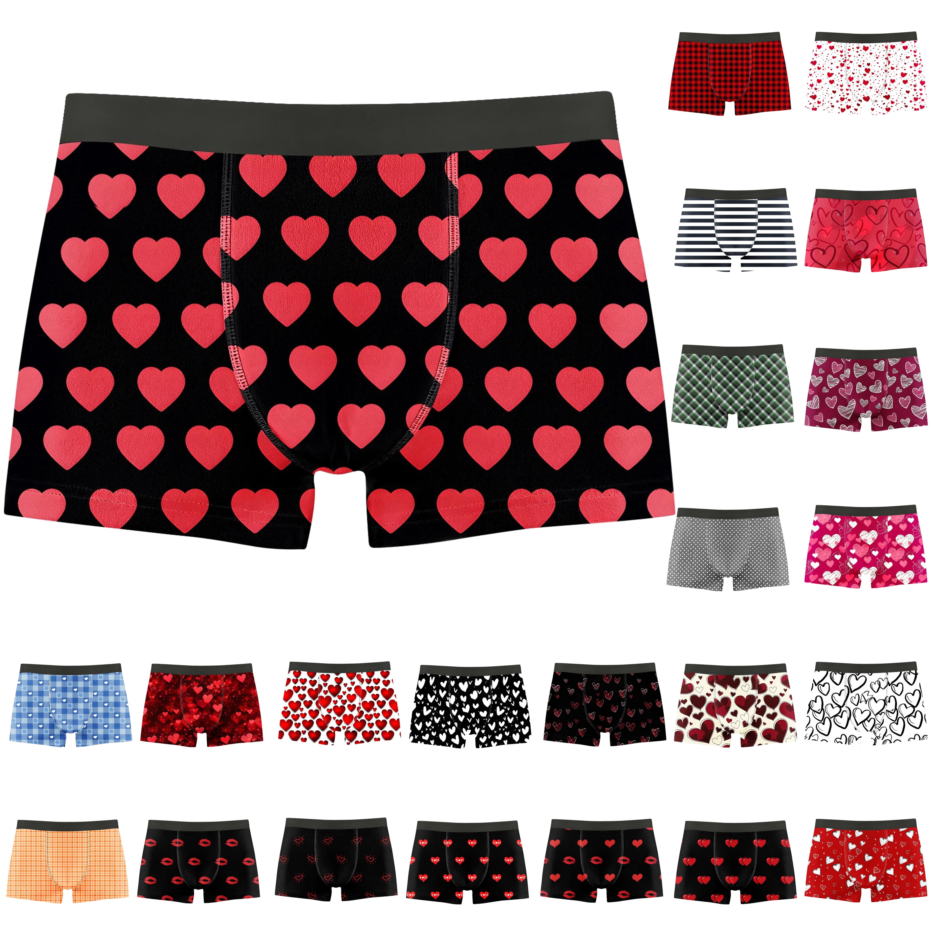 UVEASISHA Boxer Briefs for Men Fancy Heart Graphic Underwear Comfort ...