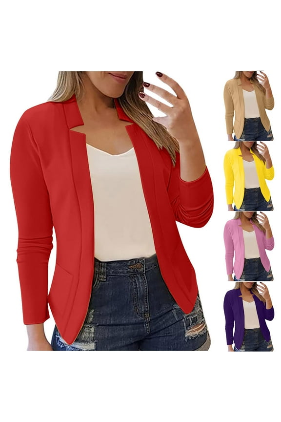 Business Cardigans for Women Long Sleeve Casual Office Work Blazer Lightweight Open Front Cardigan Jacket Khaki L