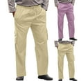 thumbnail image 1 of UVEASISHA Business Casual Cargo Pants for Men Drawstring Elastic Waist Work Pants Straight Leg Regual Fit Cargo Pants with Pockets Sales Today,Purple,M, 1 of 6