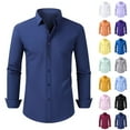 thumbnail image 1 of UVEASISHA Business Casual Shirts for Men Long Sleeve Slim Fit Dress Shirt Solid Color Button Down Work Shirts Mens Fashion Clothes Blue L, 1 of 6