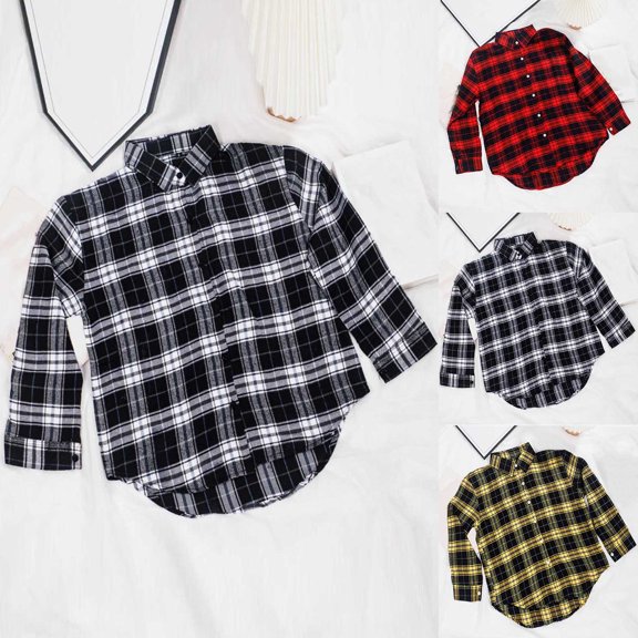 UVEASISHA Button Down Plaid Shirts for Women Long Sleeve Lapel Shacket Jacket Fall Trendy Lightweight Shirt Jackets Business Casual Blouses Birthday Gifts Red L