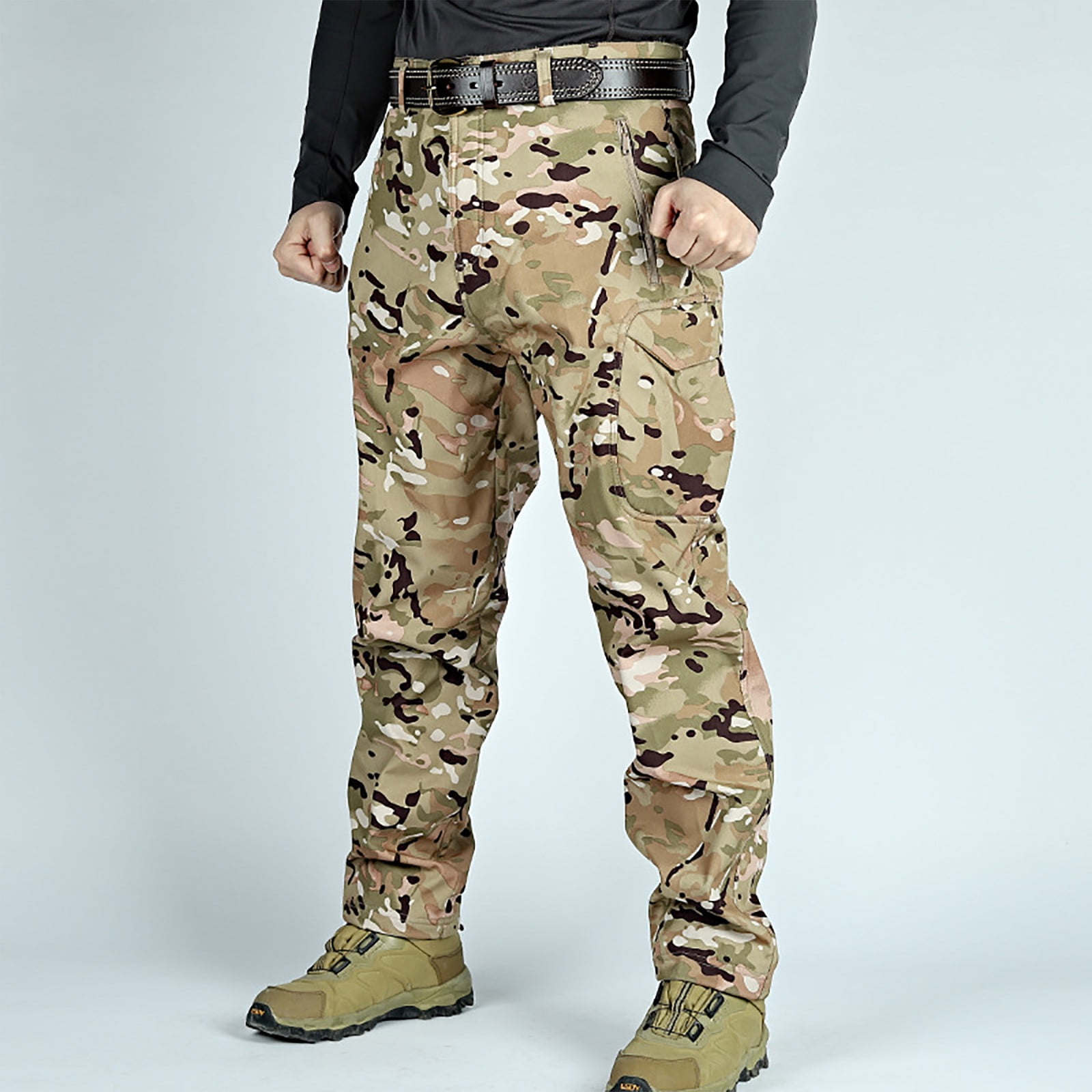 UVEASISHA Camo Cargo Pants for Men Fleece Lined Cargo Work Pants ...