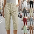 thumbnail image 1 of UVEASISHA Capri Pants for Women High Waisted Cargo Capris Rolled Hem Summer Cropped Pants with Pockets Pantalones de verano para mujer Wine L, 1 of 6