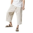 thumbnail image 1 of UVEASISHA Capri Shorts for Men Summer 2025 Men's Harlan Shorts Comfortable Cotton Workout Shorts Elastic Waist Drawstring Running Shorts Big and Tall Beige,L, 1 of 5