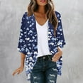 thumbnail image 1 of UVEASISHA Cardigan for Women Chiffon 3/4 Sleeve Vintage Floral Kimono Cardigan Boho Casual Beach Cover Ups Multicolor#12 XXL, 1 of 5