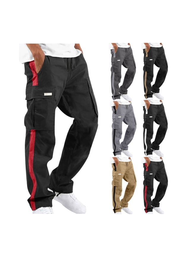 Cargo Pants for Men Drawstring Mens Colorblock Hiking Pants Lightweight Quick Dry Tactical Pants Casual Relaxed Fit Outdoor Camping Travel Pants