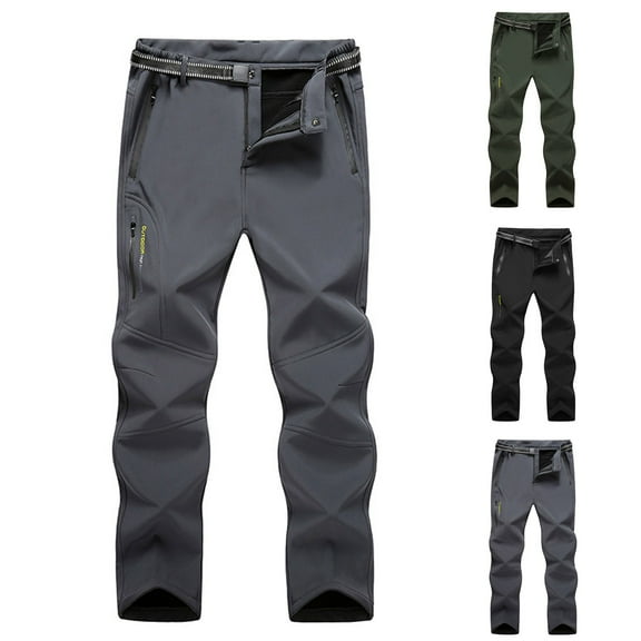 UVEASISHA Cargo Pants for Men,Mens Softshell Hiking Pants Winter Fleece Lined Straight Leg Pants Outdoor Windproof Multiple Pockets Work Pants Gray XL