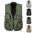 thumbnail image 1 of UVEASISHA Cargo Vest for Men Big and Tall Outdoor Lightweight Work Vest Sleeveless V Neck Photography Sports Jacket with Zipper Pockets Black XL, 1 of 4