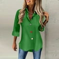 thumbnail image 1 of UVEASISHA Casual Business Tops for Women Long Sleeve Lapel Button Down Shirts Regular Fit Office Work Blouse Green XXL, 1 of 7