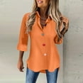 thumbnail image 1 of UVEASISHA Casual Business Tops for Women Long Sleeve Lapel Button Down Shirts Regular Fit Office Work Blouse Orange XXL, 1 of 7