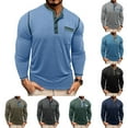 thumbnail image 1 of UVEASISHA Casual Henley Shirts for Men Long Sleeve Botton T-Shirt Comfy Regular Fit Pullover Tops Slim Fit Stretchy Workout Tees Gray 3XL, 1 of 7