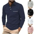 thumbnail image 1 of UVEASISHA Casual Polos Shirts for Men Long Sleeve Button Down Golf Shirts Classic Slim Fit Stretch Golf Poloss Stylish Collared Work Shirt with Pocket Limited Time Deal,Navy,S, 1 of 6