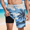 thumbnail image 1 of UVEASISHA Casual Swim Trunks Men with Liner Tropical Palm Tree Printed Board Shorts Lightweight Quick Dry Beach Shorts Drawstring Short PantsLight Blue XL, 1 of 6