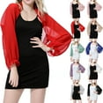 thumbnail image 1 of UVEASISHA Chiffon Cardigan for Women Long Sleeve Cropped Sun Protection Cardigans Sheer Casual Summer Bolero Shrug Cover Ups White Free Size, 1 of 9