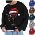 thumbnail image 1 of UVEASISHA Christmas Sweatshirts for Men 2025 Fashion Wine Glass Print Crewneck Pullover Xmas Funny Tops Fall Winter Fleece Oversized Sweatshirt Gray 2XL, 1 of 5
