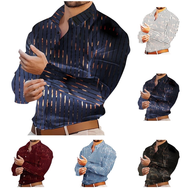 Uveasisha Clearance Sale Mens Formal Button Down Shirt 2025 Fashion Printed Long Sleeve Dress Shirts Business Casual Work Shirt Stylish Evening Party