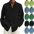 thumbnail image 1 of UVEASISHA Clearance Sales Men's Cotton Linen Shirts Big and Tall Long Sleeve Casual Button Down Shirt for Men Solid Loose Summer Beach Shirts Lightweight Breathable Linen Shirt Blue 4XL, 1 of 6
