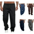 thumbnail image 1 of UVEASISHA Mens Cargo Pants Cotton Blend Casual Drawstring Pants Multi Pockets Outdoor Hiking Work Sweatpants Stretch Waist Loose Trousers Brown M, 1 of 4