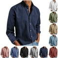 thumbnail image 1 of UVEASISHA Clearance Sales Today Solid Button Down Shirt for Men Business Casual Long Sleeve Dress Shirts Regular Fit Fashion Office Work Shirt with Chest Pocket Blue XL, 1 of 7