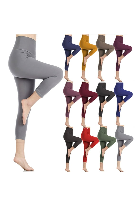 Compression Leggings for Women High Waisted Tummy Control Fitness Yoga Capris Buttery Soft Comfy Workout Capri Pants Army Green M