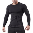 thumbnail image 1 of UVEASISHA Compression Tshirt for Men Long Sleeve Raglan Muscle T Shirt Fall Casual Workout Tee Tops A-Black L, 1 of 7
