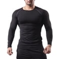 thumbnail image 1 of UVEASISHA Compression Tshirt for Men Long Sleeve Raglan Muscle T Shirt Fall Casual Workout Tee Tops Black S, 1 of 7