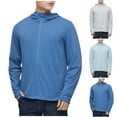 thumbnail image 1 of UVEASISHA Cool Fishing Hoodies for Men Big and Tall Zip Up Lightweight Jackets Summer Sun UV Protection Hiking Hooded Jacket with Thumbhole Light Blue M, 1 of 7