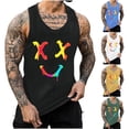 thumbnail image 1 of UVEASISHA Cool Tank Tops for Men Smiley Face Print Sleeveless Funny Shirts Hipster Stylish Gym Workout Shirt Summer Casual Athletic Fitness Tanks Blue 3XL, 1 of 6