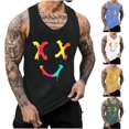 thumbnail image 1 of UVEASISHA Cool Tank Tops for Men Smiley Face Print Sleeveless Funny Shirts Hipster Stylish Gym Workout Shirt Summer Casual Athletic Fitness Tanks Yellow 4XL, 1 of 6