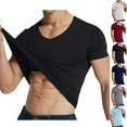 thumbnail image 1 of UVEASISHA Cooling Summer Tshirt for Men Short Sleeve Solid V Neck Tee Tops Big and Tall Seamless Gym T Shirts Red XXXXXL, 1 of 8