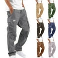 thumbnail image 1 of UVEASISHA Cotton Cargo Pants for Men Drawstring Elastic Waist Sweatpants Straight Leg Causal Work Pants Multi Pockets Fashion Joggers Athletic Pant Brown XXL, 1 of 6