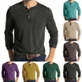thumbnail image 1 of UVEASISHA Cotton Henley Shirt for Men Long Sleeve Button Up Tshirt with Pocket Fashion Solid Casual Tee Tops Gray S, 1 of 6