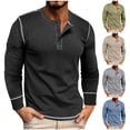 thumbnail image 1 of UVEASISHA Cotton Henley Shirt for Men Raglan Long Sleeve Casual T Shirt Soft Comfy Lounge Tshirt Blue XL, 1 of 8