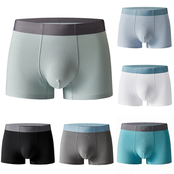 UVEASISHA Cotton Stretch Boxer Briefs for Men Fashion Sports Underwear Low Rise Breathable Panties Green L